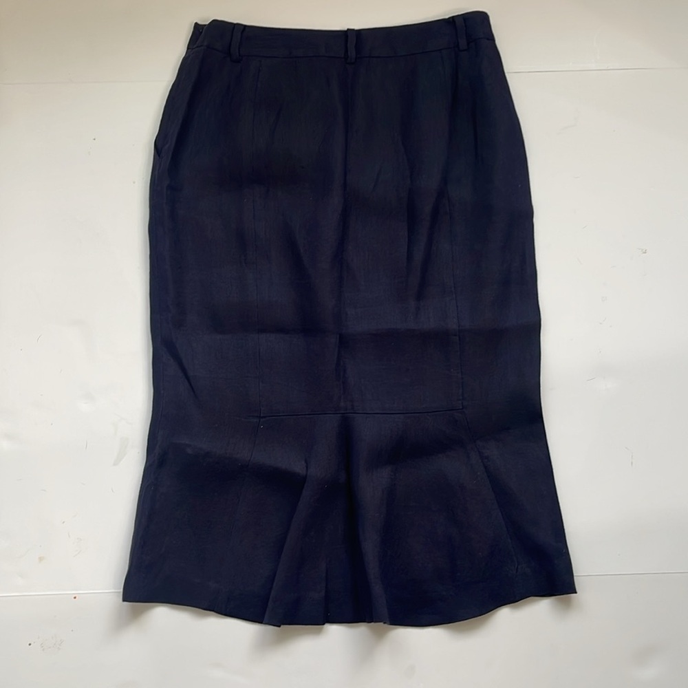 Lauren Ralph Lauren Navy Blue 100% Linen Skirt - Picture 2 of 5